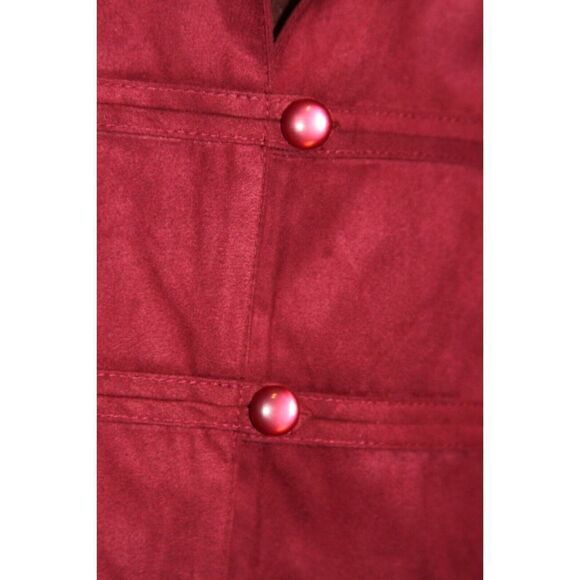 Dressbarn Top Large Red Womens Button Front Faux Seude Colorful New - Picture 3 of 4